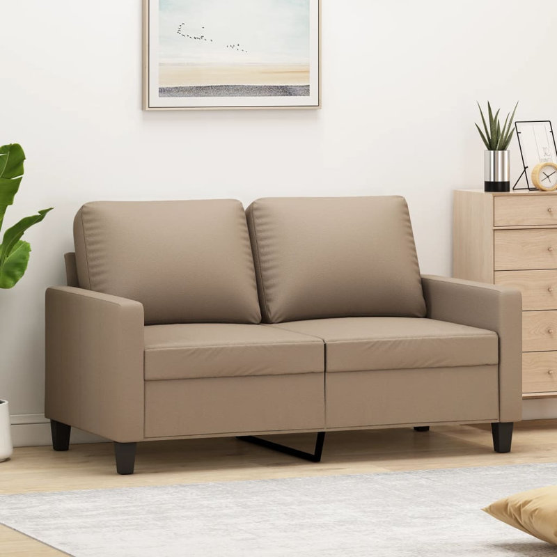 Dorretta Upholstered Sofa, Black Faux Leather, 31.5" H x 54.3" W x 30.3" D