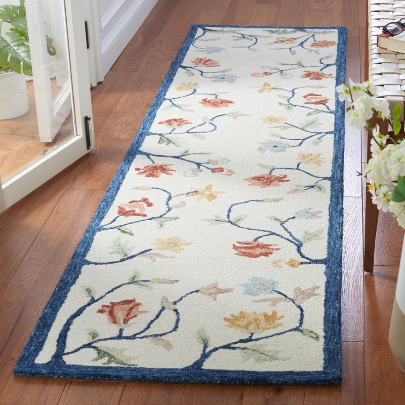 Kirthika Hand Tufted Wool And Cotton With Latex Floral Rug, Runner 2'3" x 9'