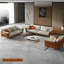 Canapé modulaire kaki en cuir véritable-1748953557