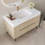 Meuble-lavabo moderne de 35,4 po avec lavabo sous comptoir, plateau en pierre frittée, bois massif multicouche imperméable, rangement à 4 tiroirs, autoportant / mural