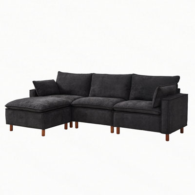 Modular L-Shaped Sofa with Movable Ottoman