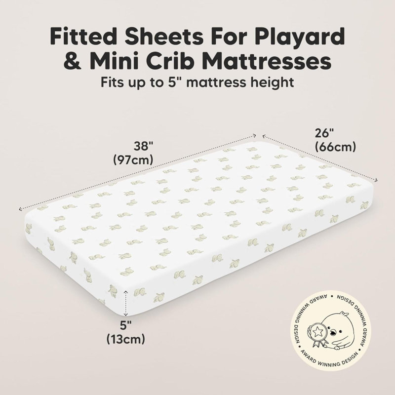 Ensemble de 2 mini-draps pour lit de bébé - Draps et matelas de jeu pour matelas, coton biologique, literie de parc douce et respirante, housse de lit pour tout-petit neutre