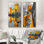 Ensemble de 2 pièces d'art mural monochromes jaune gris d'hiver