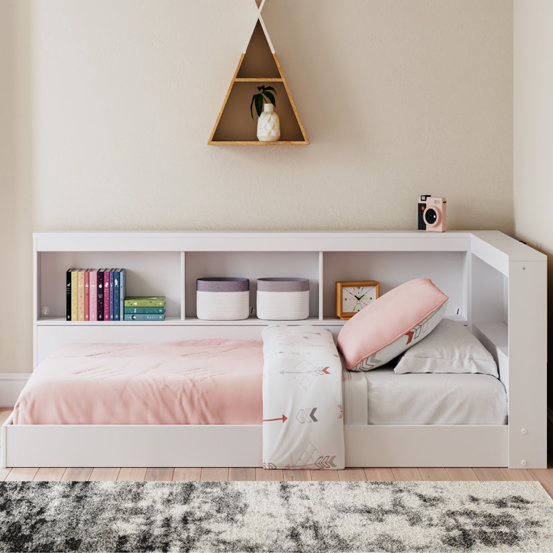 Teddy Bed with Bookcase, Twin, White