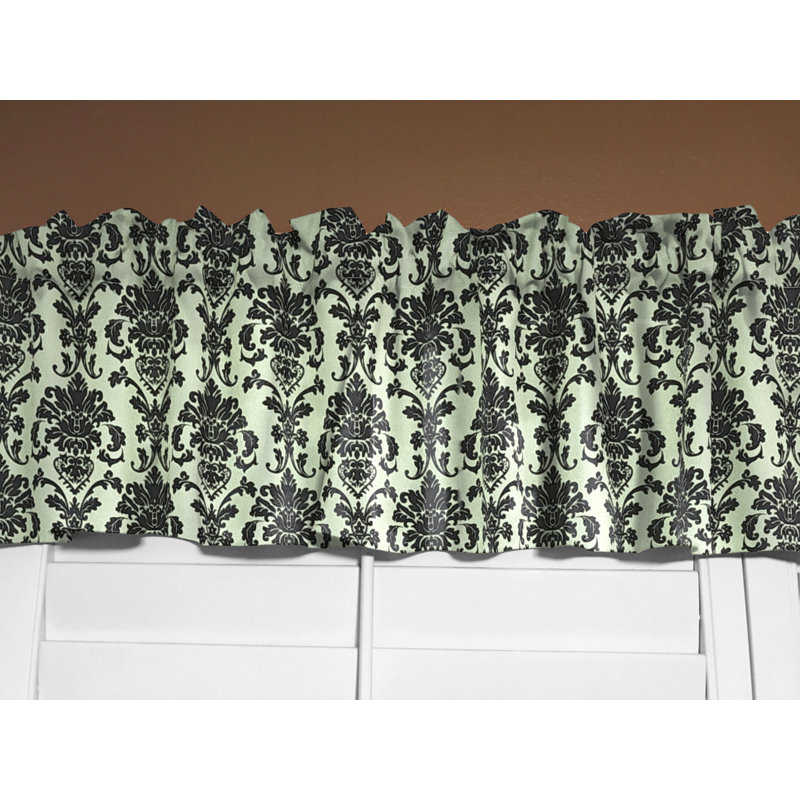 Floral Poplin Damask Window Valance 58" Wide, 58" W x 14" L, Tea Green
