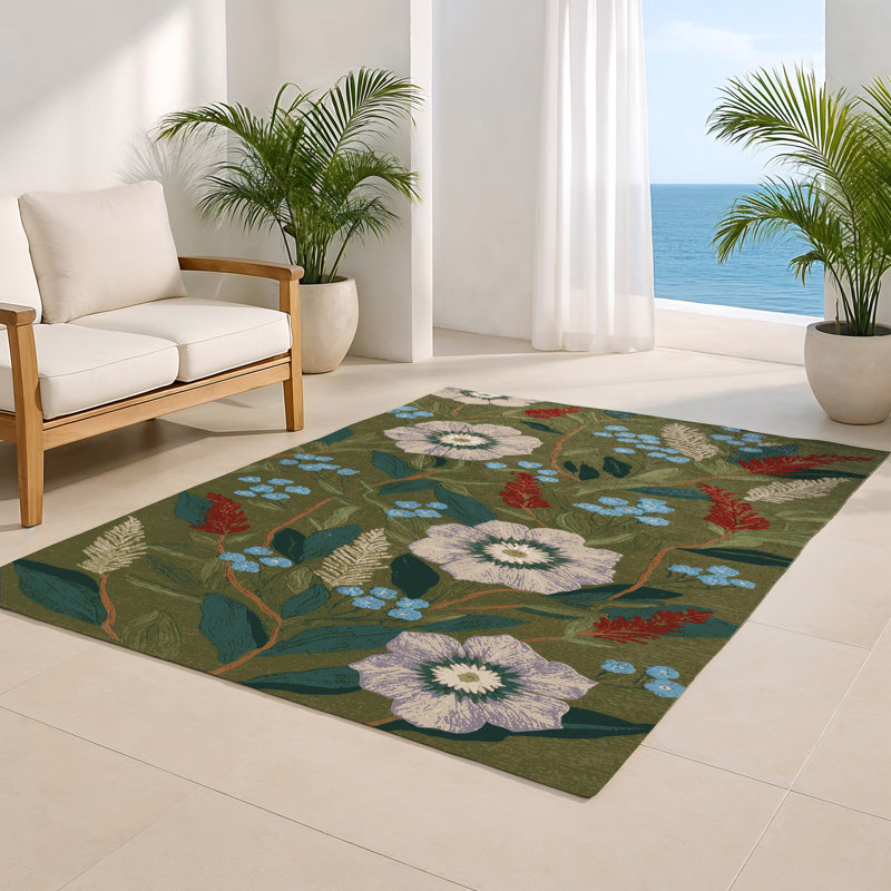 Tapis d'intérieur et d'extérieur brun Botanical, Rectangulaire 2 pi x 3 pi