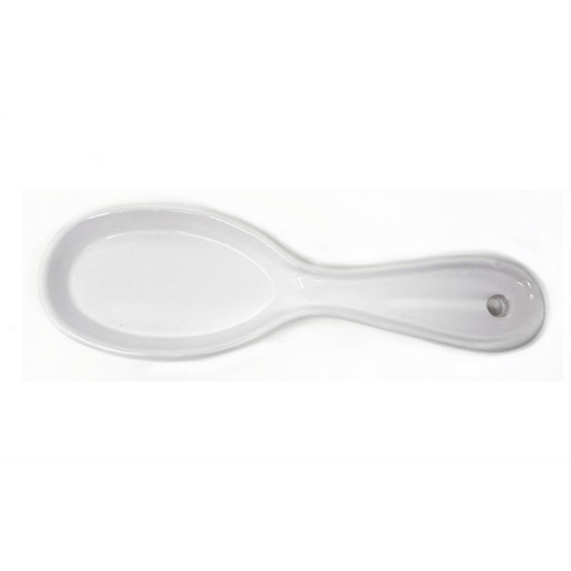 Ceramic Paddle Spoon Rest, White