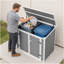Horizontal Outdoor Storage Shed with Ramp & Hydraulic Lid, Lockable Waterproof Storage Cabinet for Trash Cans, Tools & Firewood