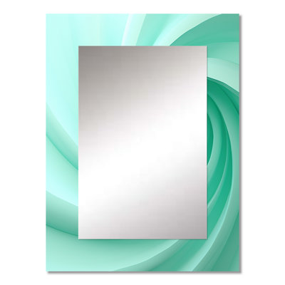 Green Whimsical Whorl Spiral - Abstract Spirals Decorative Mirror, Green Wall Mirror, Printed Metal Art