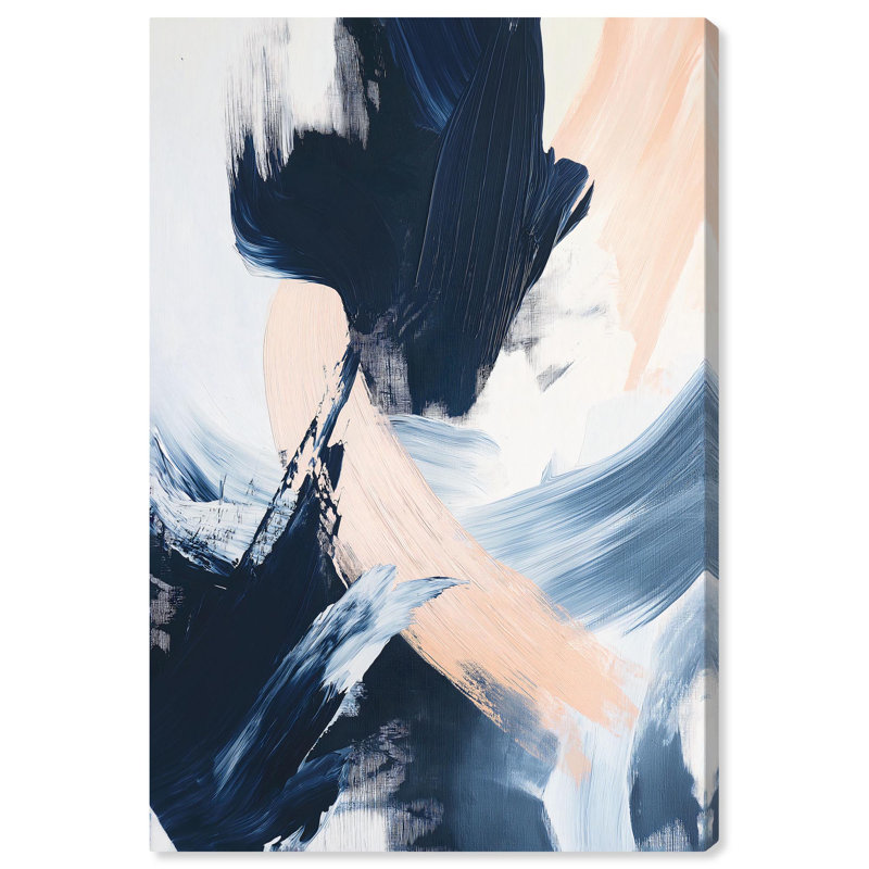 Skyline Blue and Peach Abstract Canvas Art, 24" x 16"