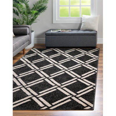 Cand Geometric Black Area Rug