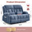Causeuse inclinable en tissu bleu avec inclinaison à 155 degrés et poches latérales