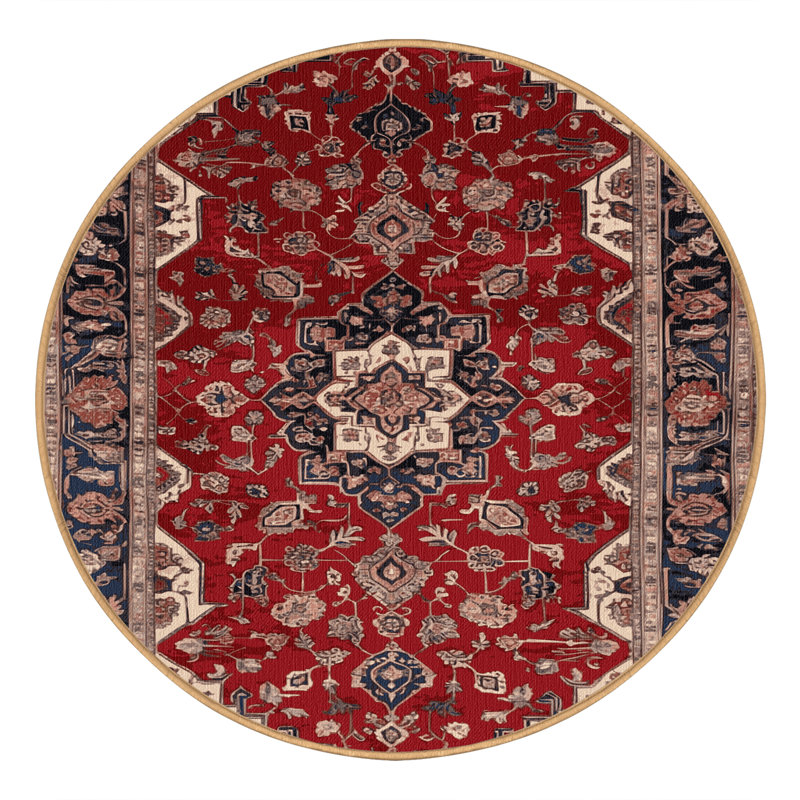 Tapis brun lavable à la machine, Rond 3 pi