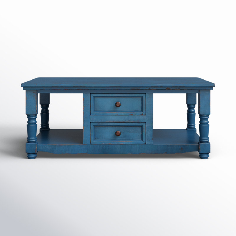 Griselde Solid Wood Single Coffee Table, Dark Blue