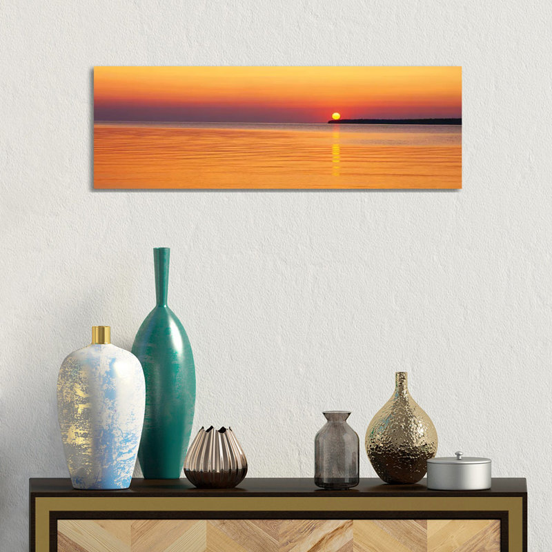 Sunset over Lake Superior, Apostle Islands National Lakeshore, Wisconsin, USA 1 Piece Wrapped Canvas Panoramic Wall Art