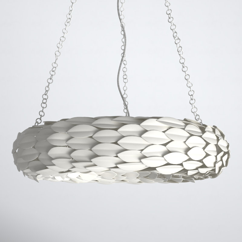 Adelynn 8 - Light Dimmable Wagon Wheel Chandelier, Matte White, 13.5" H x 24"W x 24"D