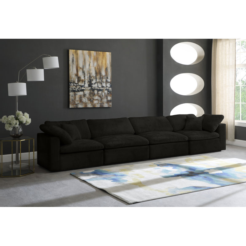 Millersburg 158'' Velvet Sofa, Black Velvet
