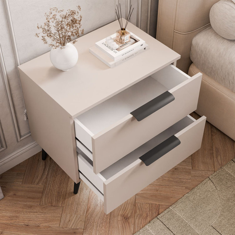 55cm W Bedside Table, Cashmire/Black