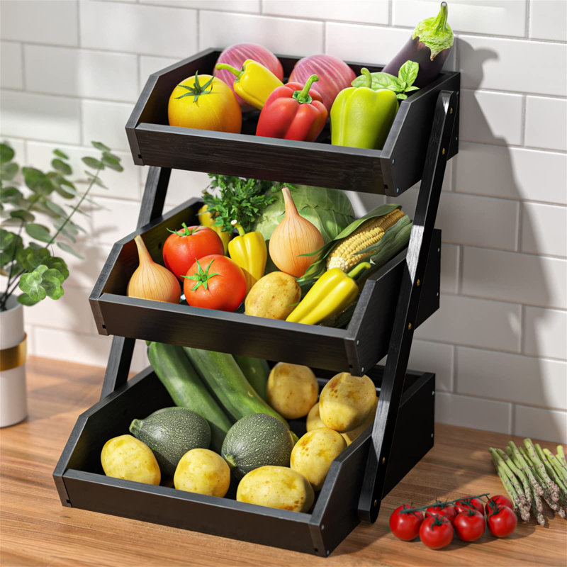 Ebern Designs Wood Fruit Basket