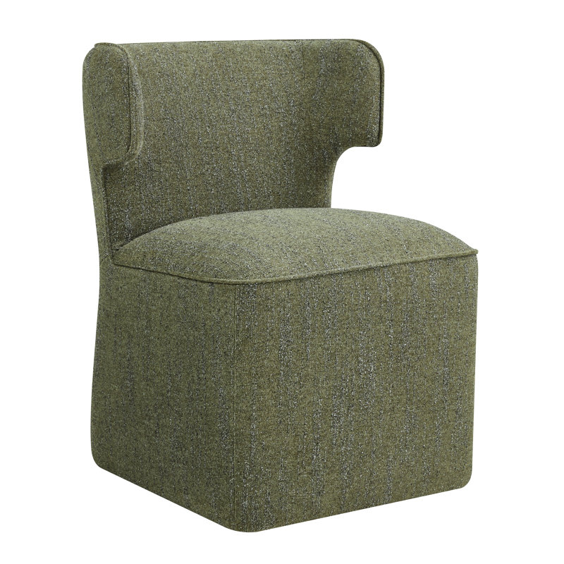 Chaise rembourrée avec roulettes Sardinia, Chenille vert forêt doux