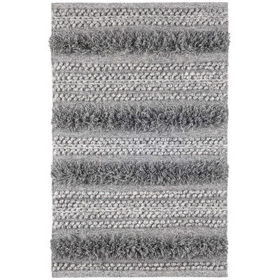 Zhara Stripe Grey Handwoven Performance Rug