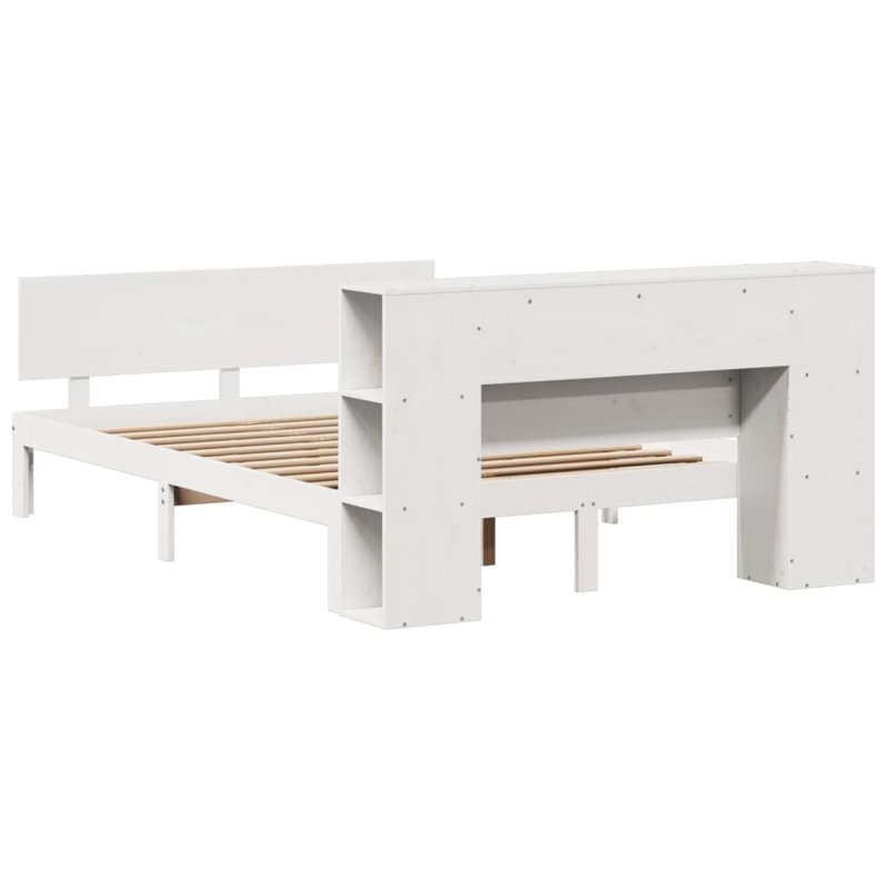 Bookcase Bed Without Mattress White 120X190 Cm Small Double Solid Wood Pine