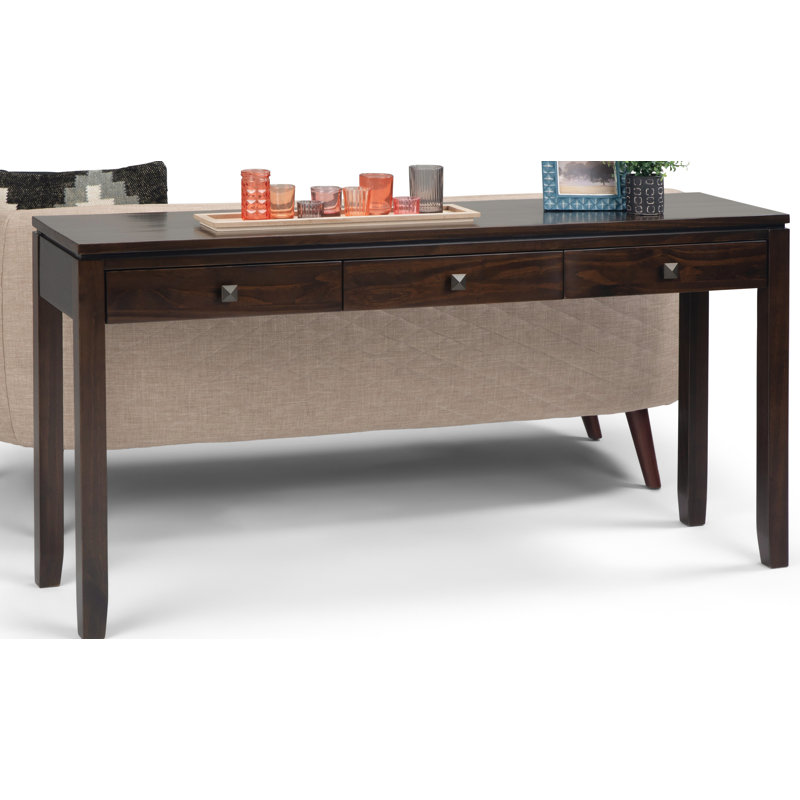 Mahogany Brown Solid Wood Console Table with Storage