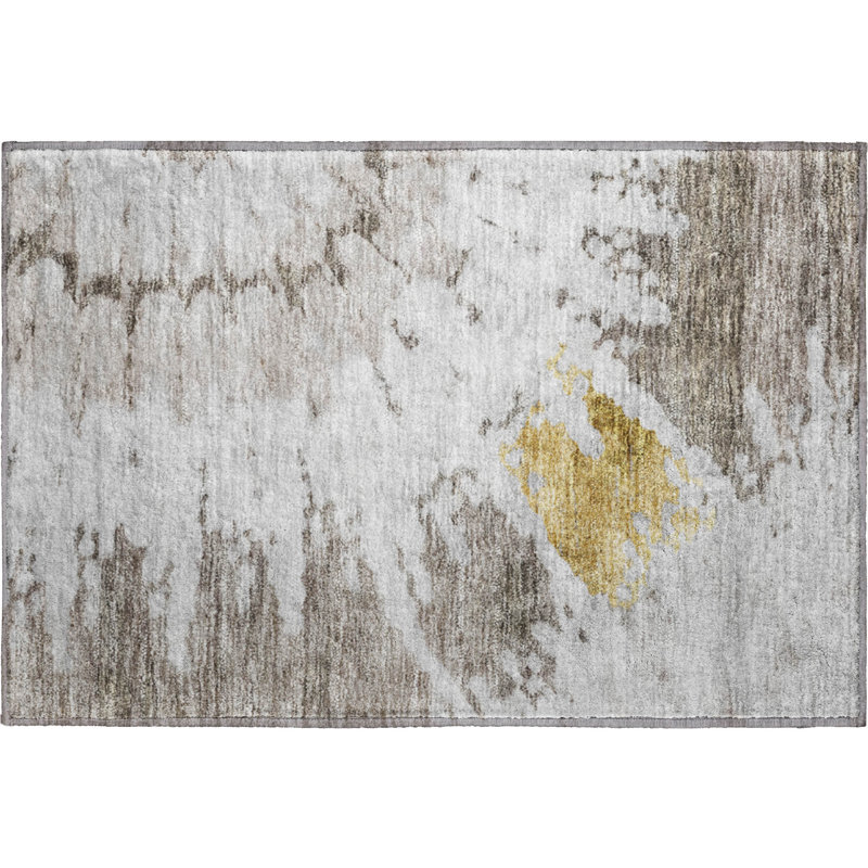Tapis taupe Cerrito lavable à la machine de qualité supérieure, Rectangle 1 pi 8 po x 2 pi 6 po
