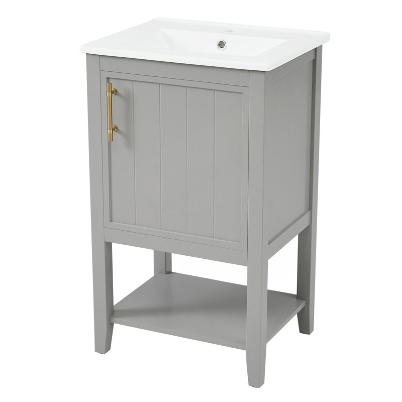 Meuble-lavabo durable de 20 pouces avec lavabo, Gris