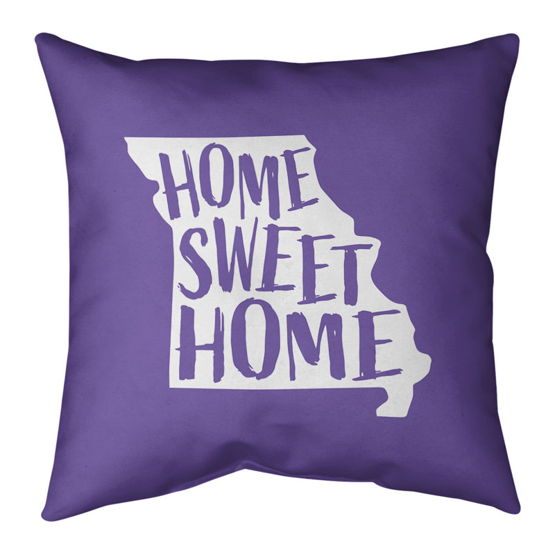 Coussin intérieur / extérieur Home Sweet, 20 po x 20 po, Missouri, Mauve