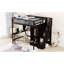 Lit mezzanine double avec éléments complets. Bibliothèque, tiroirs, bureau et garde-robe. Fabrication en bois de pin massif pour la durabilité. Conception inspirée de la maisonnette. Clôture en forme. L 94,4 po x l 57 po x H 72 po