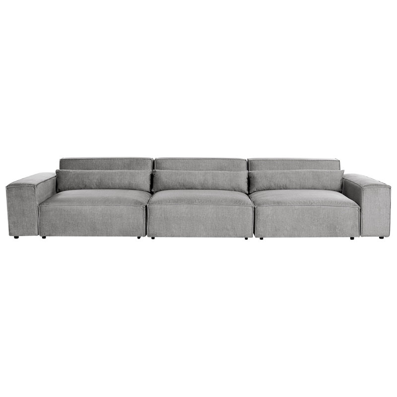 Netanya 3 Seater Sofa, Grey Polyester