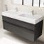 Ensemble de meuble-lavabo double mural 48 po avec lavabos, lavabos intégrés en acrylique et 4 tiroirs à fermeture en douceur, armoire de rangement à finition mate douce, noir-813773746-814337831