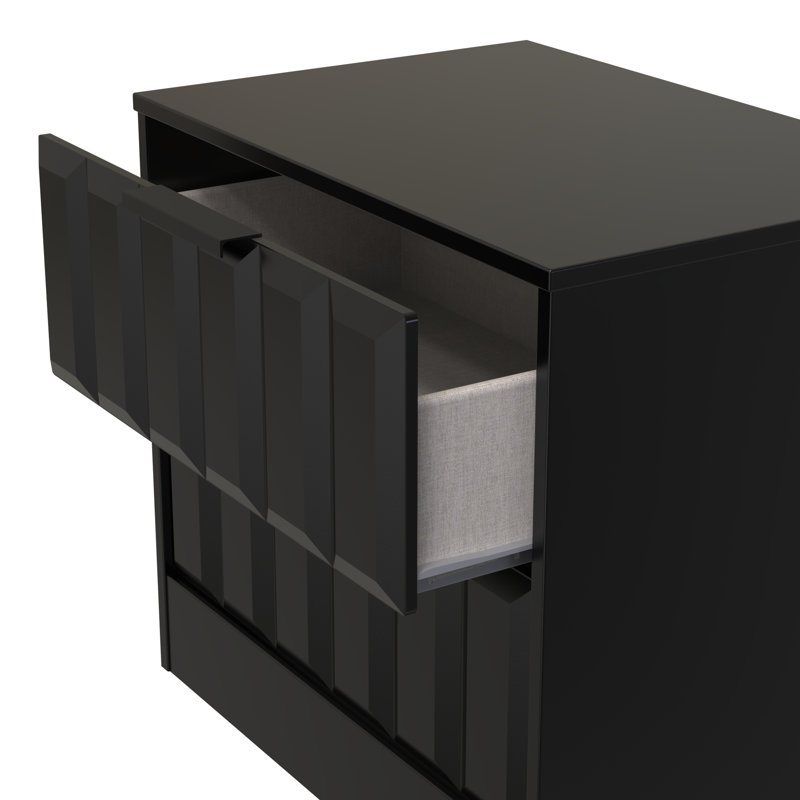 Besian 58cm W Manufactured Wood Bedside Table, Deep Black/Black Matt