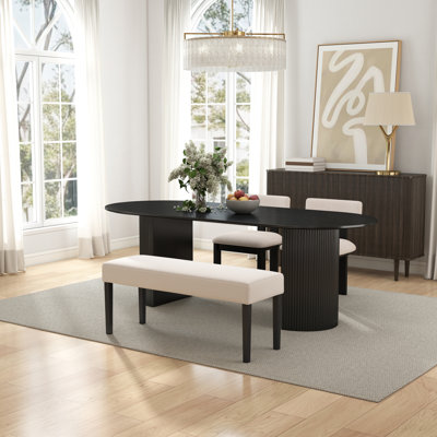 Ensemble de table à manger et de chaises de style moderne Mid-Century, ensemble de table à manger élégant en bois massif pour la salle à manger / cuisine