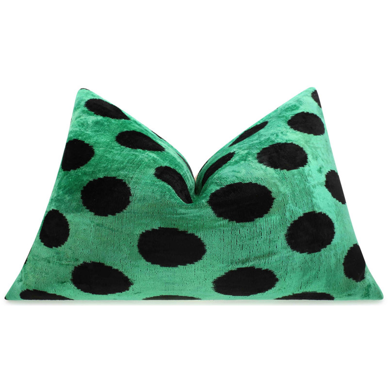 Coussin décoratif réversible en velours à pois