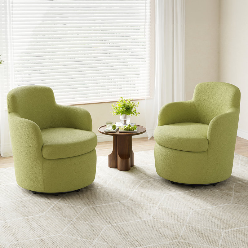 Fauteuil demi-tonneau pivotant à 360 ° Modern, fauteuil d'appoint Boucle, canapé simple rembourré, Vert