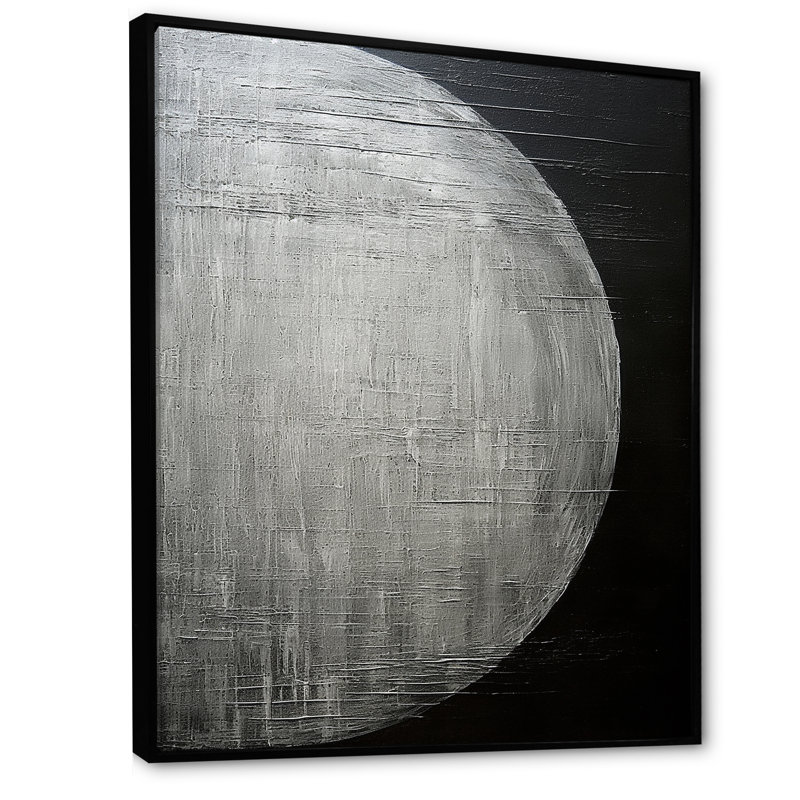 Noir, argent, lune, solitude, Cadre flottant noir, H 40 po x l 30 po x P 1,5 po