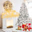 Arbre de décoration de Noël enneigé 6 pi avec 350 lumières Ul, 35 pin naturel, 888 pointes, structure articulée pour une installation rapide, structure enneigée avec support en métal stable, apparence réaliste, facile