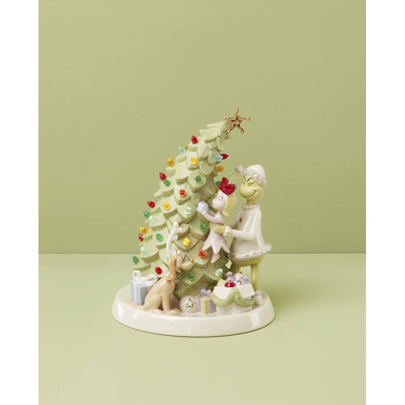 Merry Grinchmas Trimming The Tree Lit Figurine