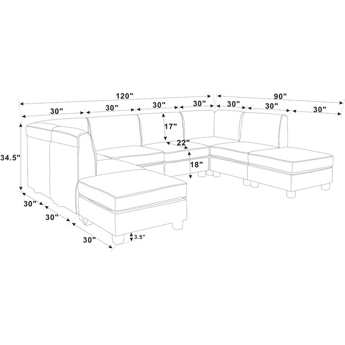 Mercury Row® Boutwell 8 - Piece Upholstered Sectional & Reviews | Wayfair