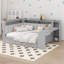 Full Size Daybed With Storage Shelves And Upholstered Headboard, Corner Bed Frame With L-Shaped Bookcase, Drawer-1072477199