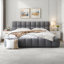 Grand lit plateforme tapissier avec tissu épais et structure solide pour plus de confort et de durabilité dans n'importe quelle chambre à coucher.-1599310763