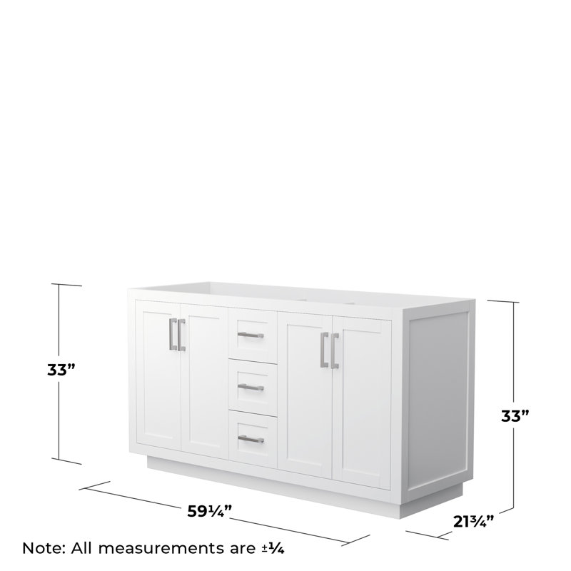 Miranda 59.25" White Freestanding Double Bathroom Vanity Base