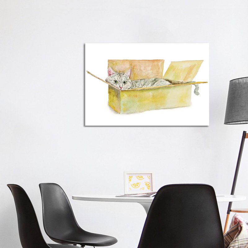 Tabby Cat In The Box by Alexey Dmitrievich Shmyrov - Wrapped Canvas Gallery-Wrapped Canvas Giclée