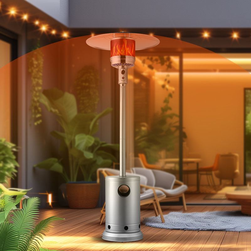 VEVOR Propane Patio Heater 50000BTU Tall Hammered w/Round Table Outdoor, Silver