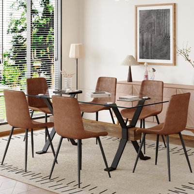 7-Piece Glass Top Dining Table Sets