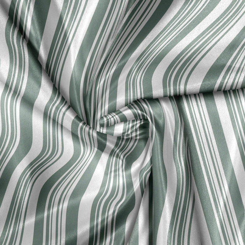 Rustic curtain, thin and bold stipes, pale sage green and white