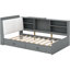 Lit plateforme simple avec tête de lit à rangement, tablettes, 2 tiroirs de rangement en tête de lit robustes gris, pour plus d'efficacité