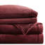 Drap-housse pour grand lit 4 pièces bourgogne, 100% velours, avec drap plat, 2 taies d'oreiller ajustées, élastique pour matelas de 16 po, couleur douce et douillette, brossé des deux côtés